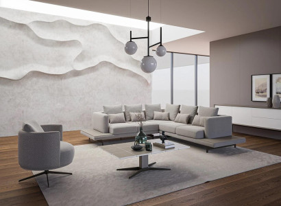 Design Corner sofa L-shape Upholstered furniture Luxury Living room Coffee table Furnishings